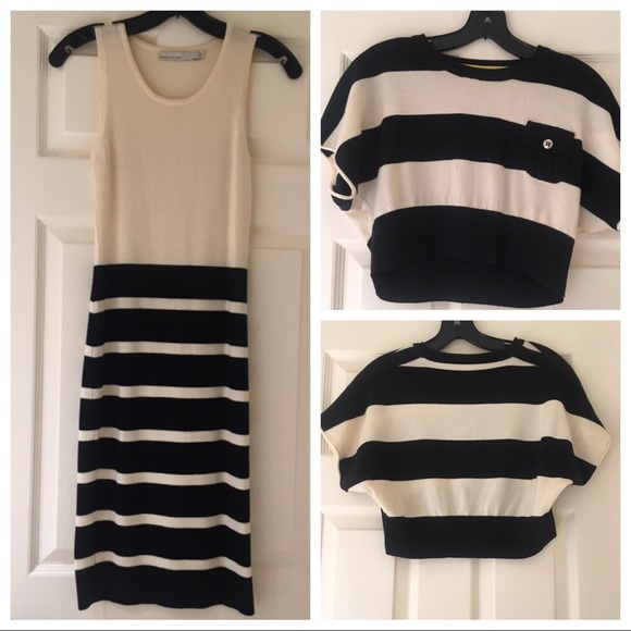 Karen Millen Striped Knit Dress w/Cropped Sweater - Picture 3 of 4
